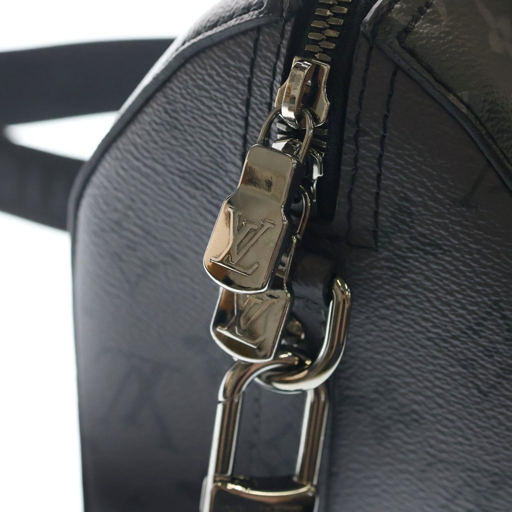 Louis Vuitton Monogram Eclipse City Keepall 2-Way Shoulder Bag Black Leather — view 7