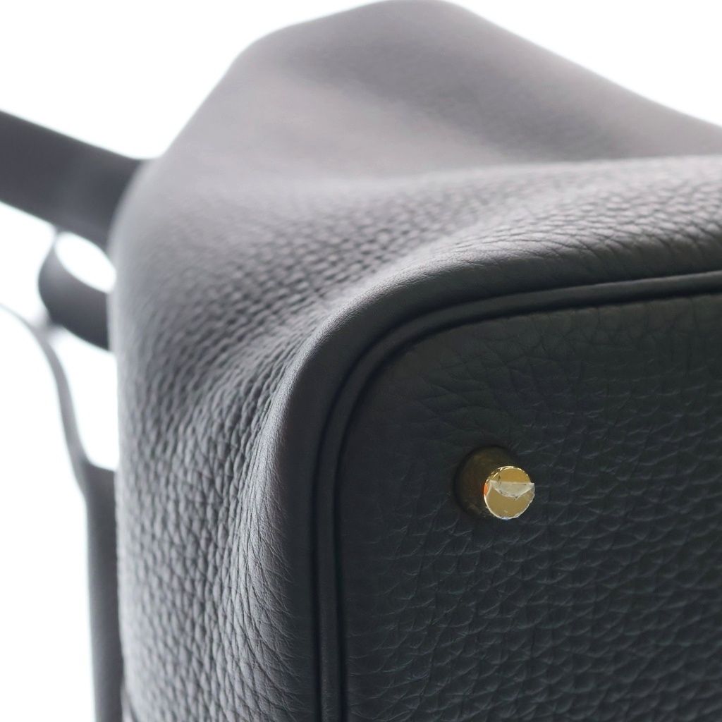 Hermes Picotin Lock MM Taurillon Clemence Gold Handbag Noir — view 5