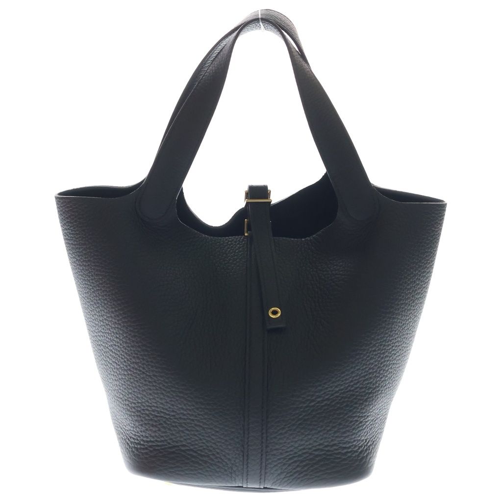 Hermes Picotin Lock MM Taurillon Clemence Gold Handbag Noir