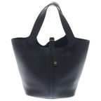 Hermes Picotin Lock MM Taurillon Clemence Gold Handbag Noir