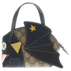 Gucci Children's GG Supreme Handbag Black Beige Leather Silver