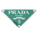 Prada Triangle Logo Metal Belt Buckle Green