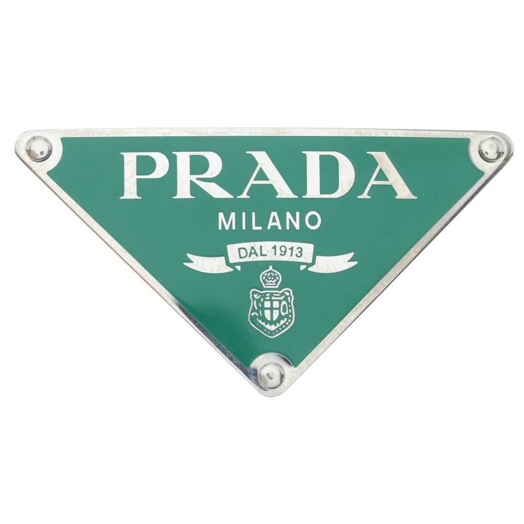 Prada Triangle Logo Metal Belt Buckle Green