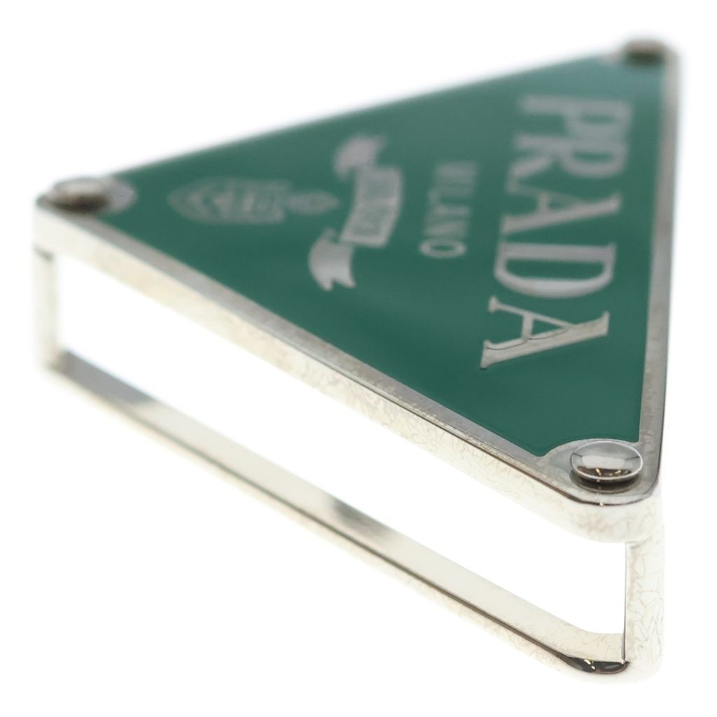 Prada Triangle Logo Metal Belt Buckle Green — view 3