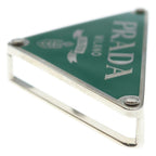 Prada Triangle Logo Metal Belt Buckle Green — view 3