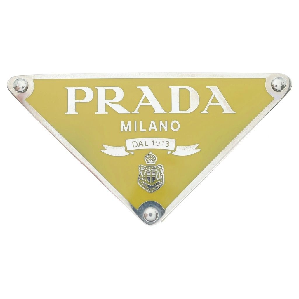Prada Triangle Logo Metal Belt Buckle Yellow