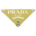 Prada Triangle Logo Metal Belt Buckle Yellow