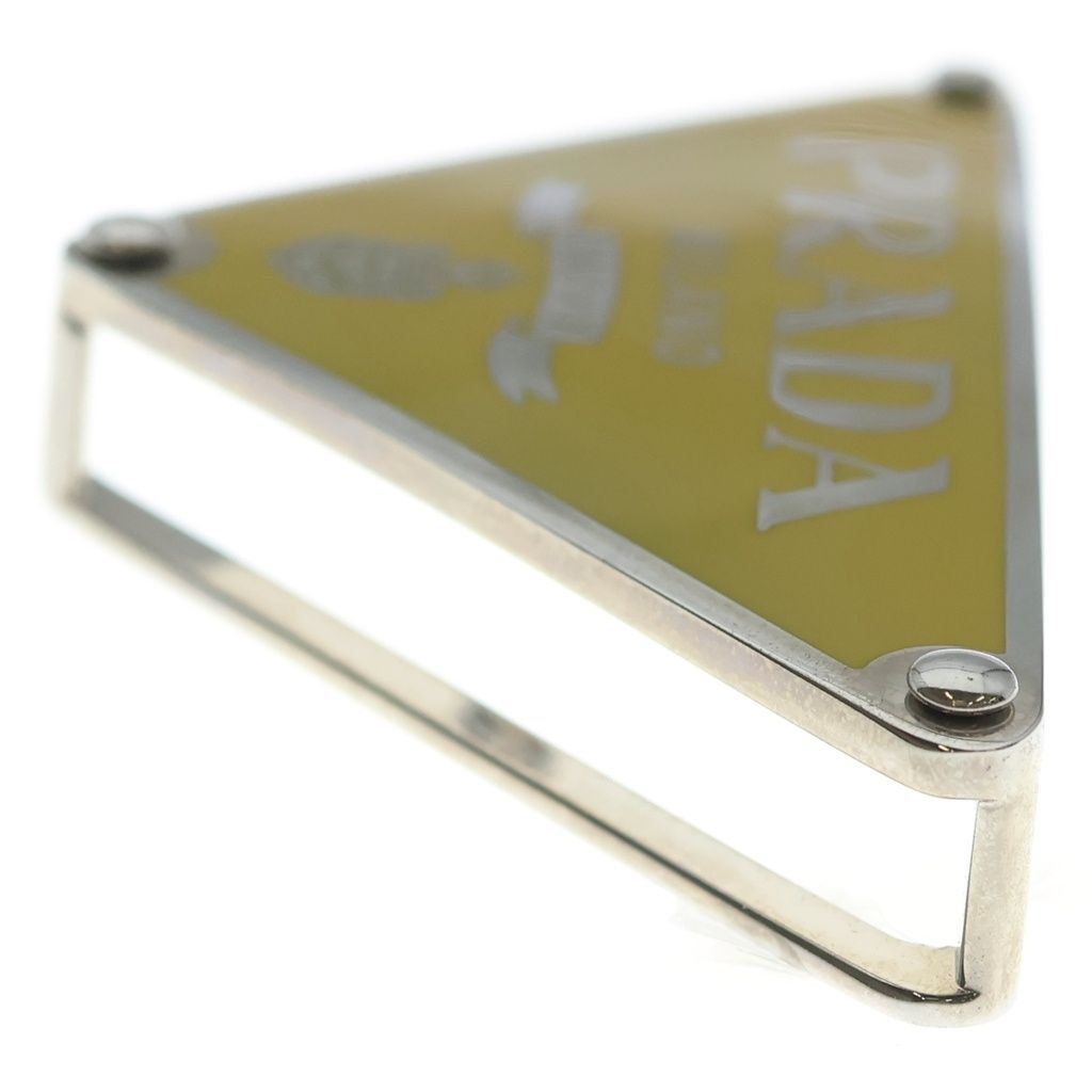 Prada Triangle Logo Metal Belt Buckle Yellow — view 3
