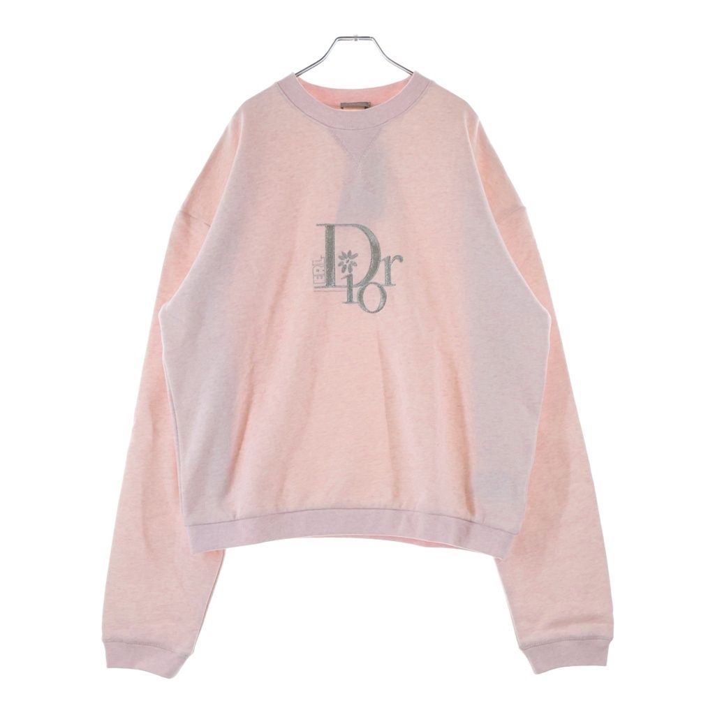 Dior Erl Sweatshirt Logo Embroidery Crew Neck Pink