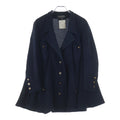 Chanel Boutique Vintage Wool Jacket CC Logo Button Navy
