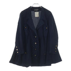 Chanel Boutique Vintage Wool Jacket CC Logo Button Navy