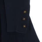 Chanel Boutique Vintage Wool Jacket CC Logo Button Navy — view 5