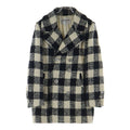 Chanel Tweed Block Check Double Coat White Black