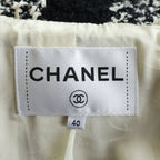 Chanel Tweed Block Check Double Coat White Black — view 7