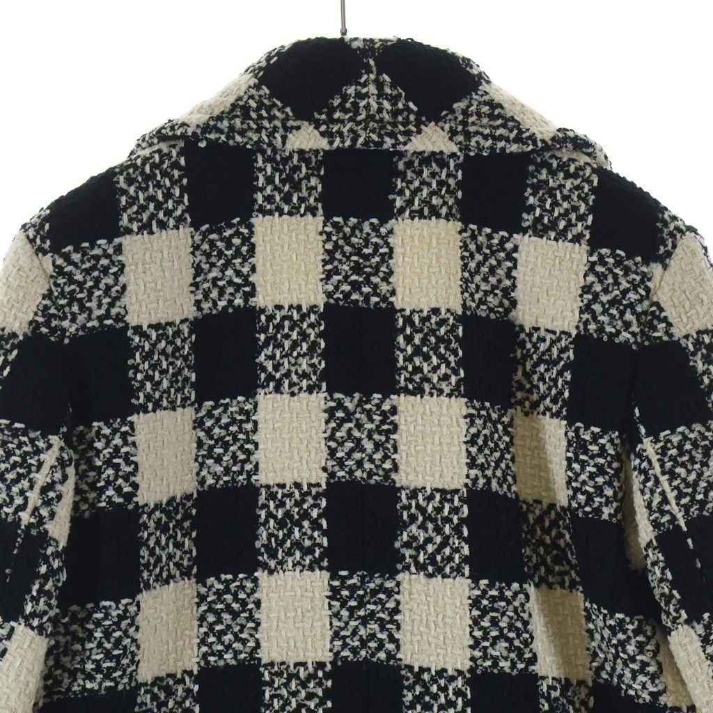 Chanel Tweed Block Check Double Coat White Black — view 4