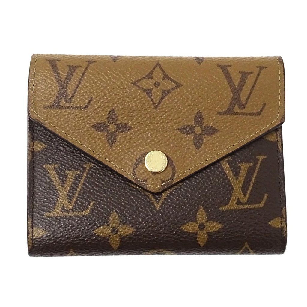Louis Vuitton Wallet Monogram Reverse Trifold Portefeuille Victorine Brown Mini