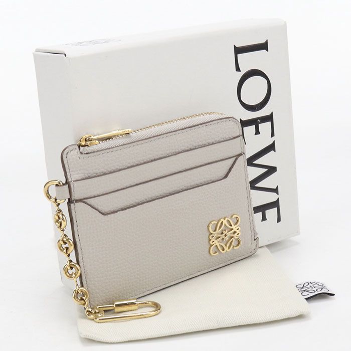 Loewe Square Coin Card Holder Anagram Purse Pebble Grain Calfskin