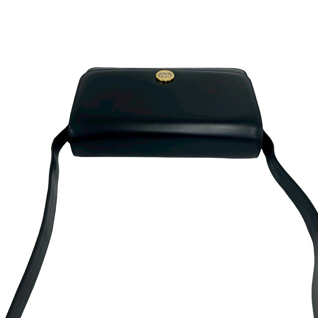 Gucci Vintage GG Logo Leather Mini Shoulder Bag Pochette Navy — view 4