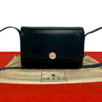 Gucci Vintage GG Logo Leather Mini Shoulder Bag Pochette Navy