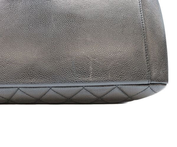 Chanel Black Caviar Silver Grand Shopping Tote Bag GST — view 6