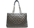 Chanel Black Caviar Silver Grand Shopping Tote Bag GST