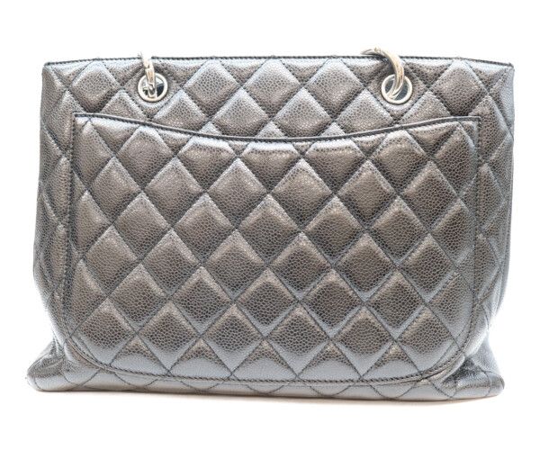 Chanel Black Caviar Silver Grand Shopping Tote Bag GST — view 3
