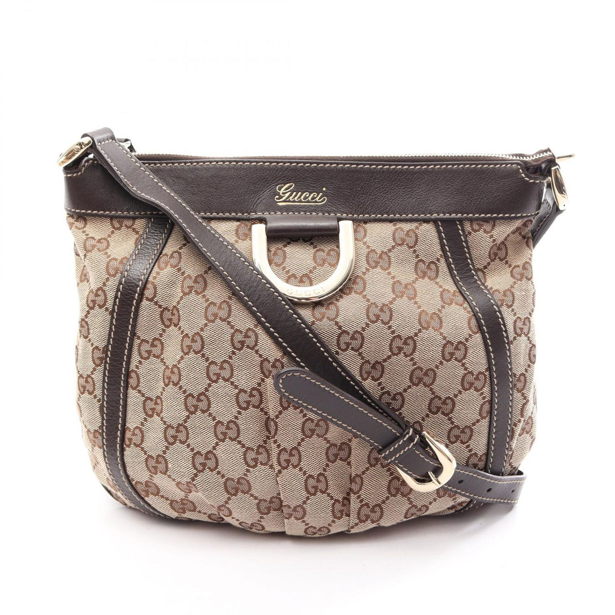 Gucci Shoulder Bag Abbey GG Canvas Beige Dark Brown