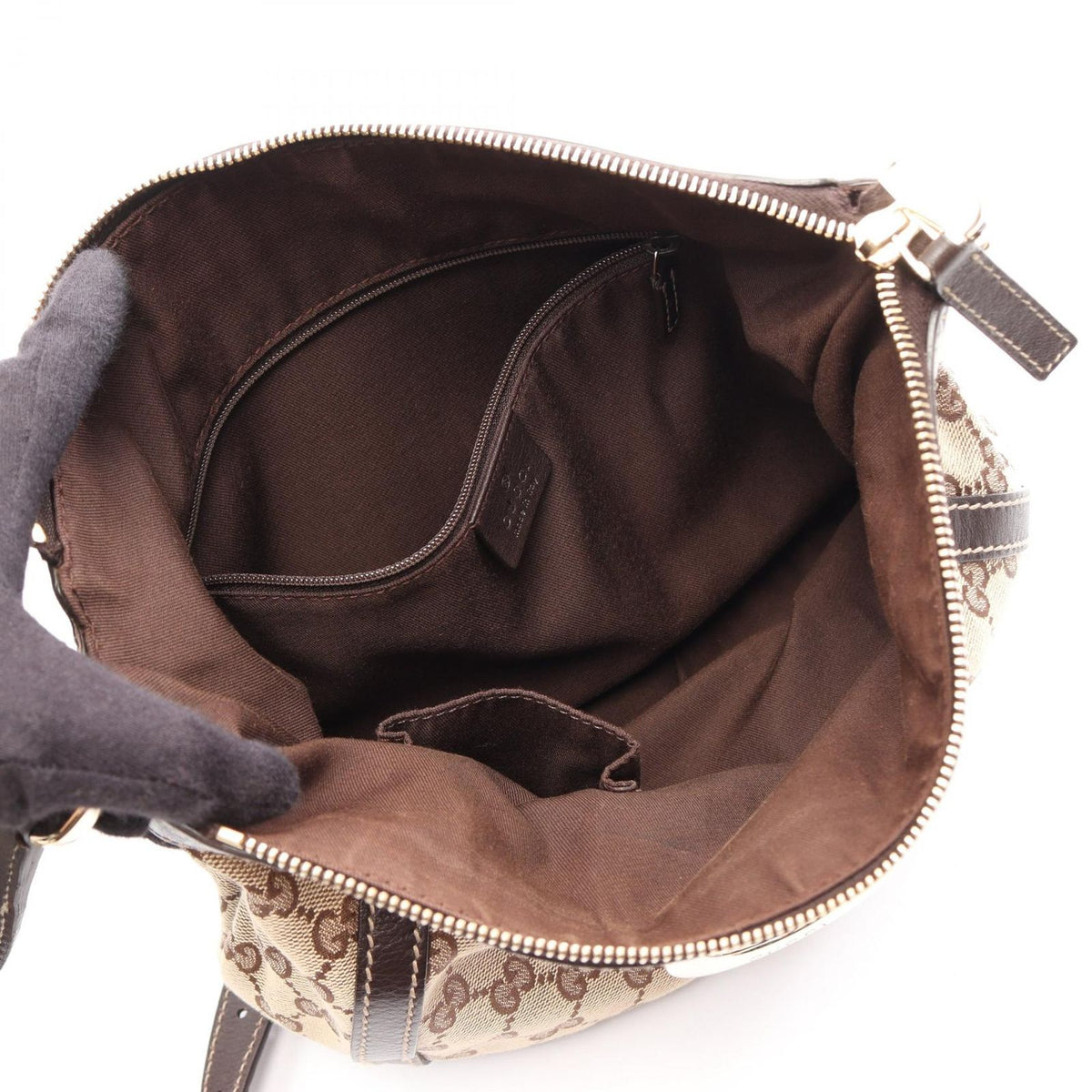 Gucci Shoulder Bag Abbey GG Canvas Beige Dark Brown — view 3
