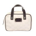 Loewe Handbag Anagram Mini White Dark Brown Canvas Leather Repeat