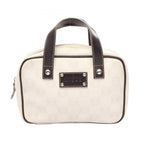 Loewe Handbag Anagram Mini White Dark Brown Canvas Leather Repeat