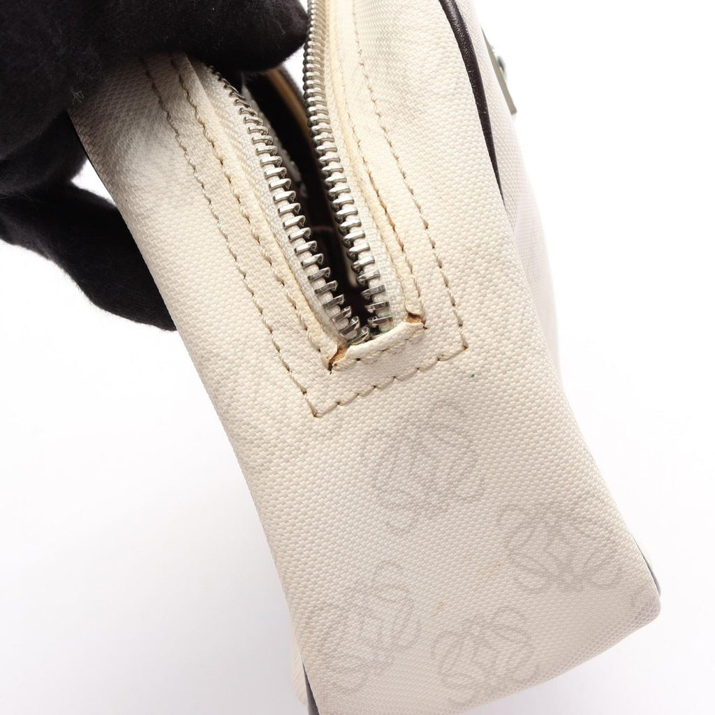 Loewe Handbag Anagram Mini White Dark Brown Canvas Leather Repeat — view 8