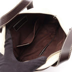 Loewe Handbag Anagram Mini White Dark Brown Canvas Leather Repeat — view 3