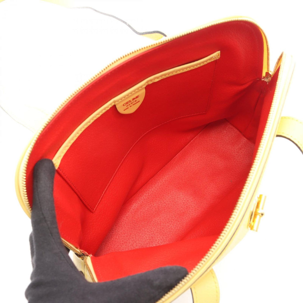 Celine Shoulder Bag Mantel Yellow Leather Vintage — view 3
