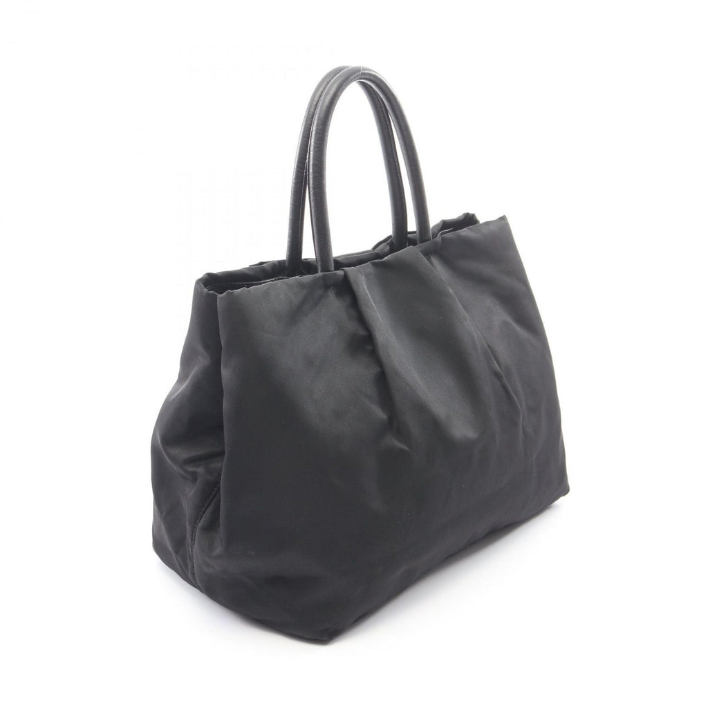 Prada Handbag Tessuto Fiocco Ribbon Black Nylon Leather Tote Bag — view 2