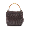 Gucci Handbag Bamboo 2-Way 001 Dark Brown Leather Braided Shoulder Bag