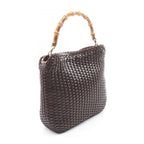Gucci Handbag Bamboo 2-Way 001 Dark Brown Leather Braided Shoulder Bag — view 2