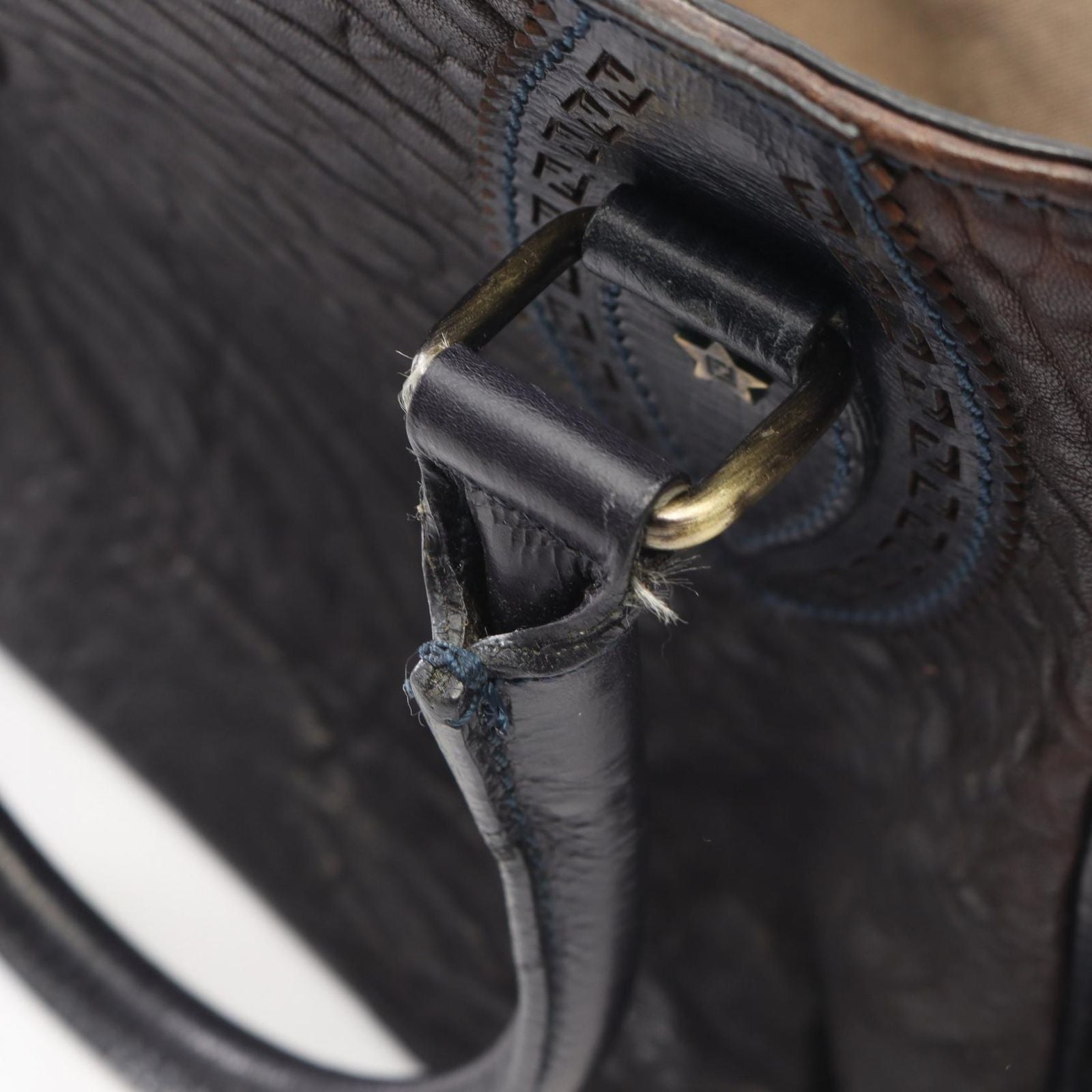Fendi Handbag Etnico Dark Brown Navy Leather — view 7