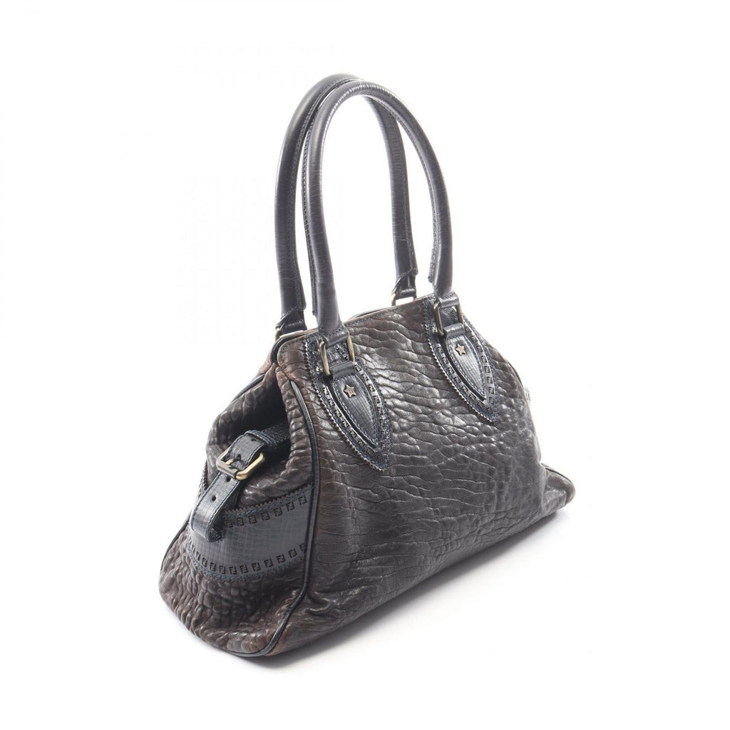 Fendi Handbag Etnico Dark Brown Navy Leather — view 2