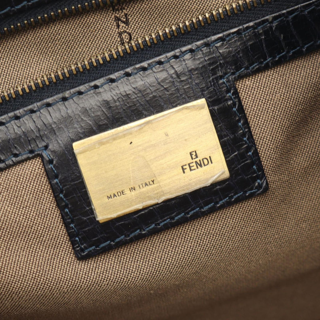 Fendi Handbag Etnico Dark Brown Navy Leather — view 4