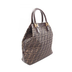 Fendi Tote Bag Zucca Black Brown Canvas Leather — view 2