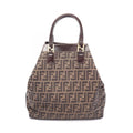 Fendi Tote Bag Zucca Black Brown Canvas Leather