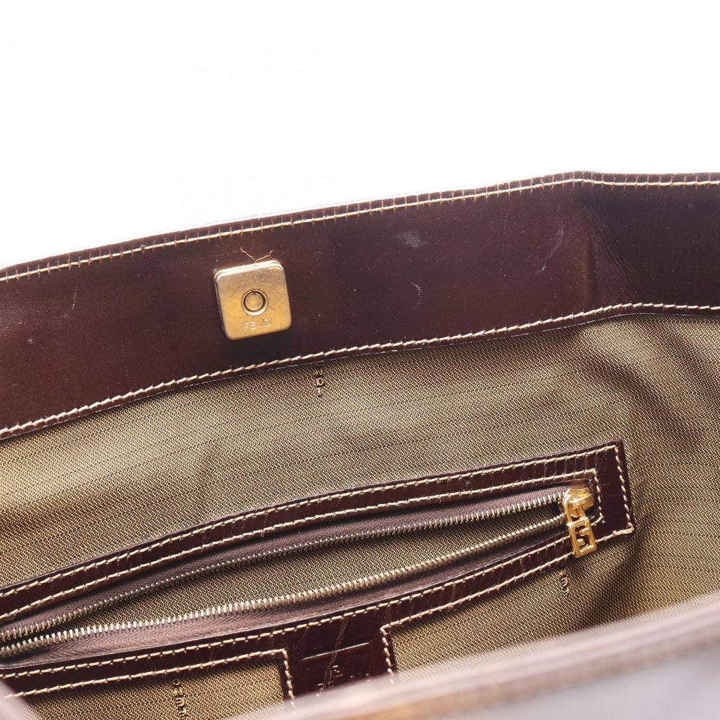 Fendi Tote Bag Zucca Black Brown Canvas Leather — view 5