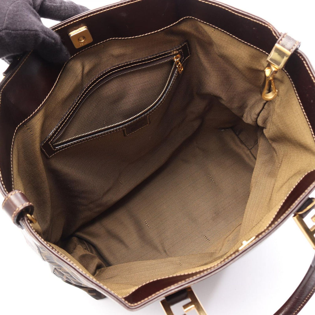 Fendi Tote Bag Zucca Black Brown Canvas Leather — view 3