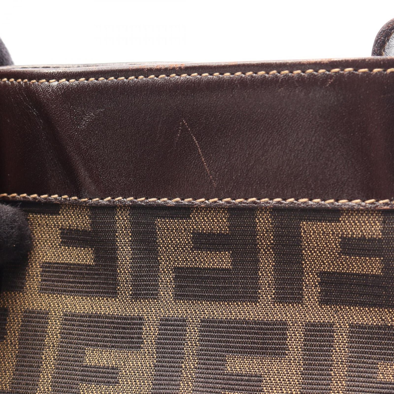 Fendi Tote Bag Zucca Black Brown Canvas Leather — view 8