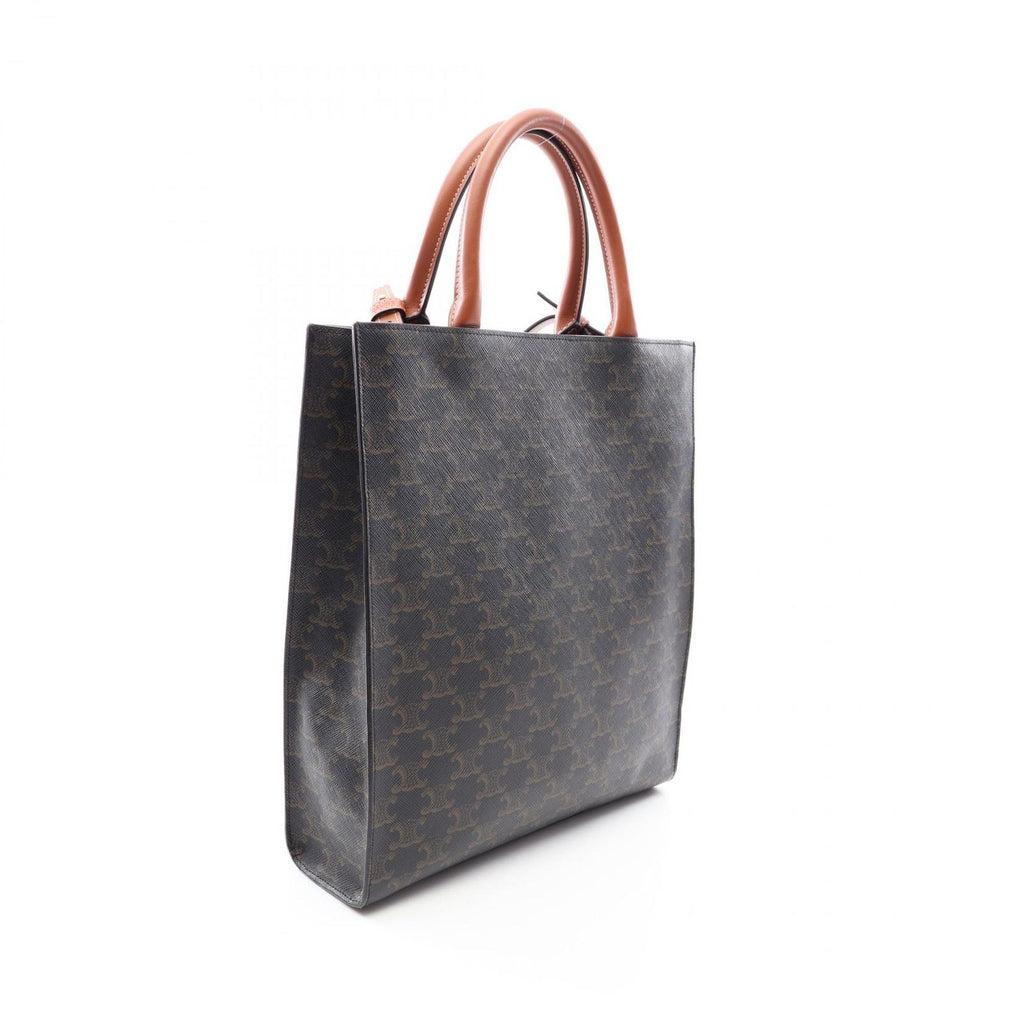 Celine Tote Bag Small Vertical Cover Triomphe 2-Way Black Brown Canvas Leather — view 2