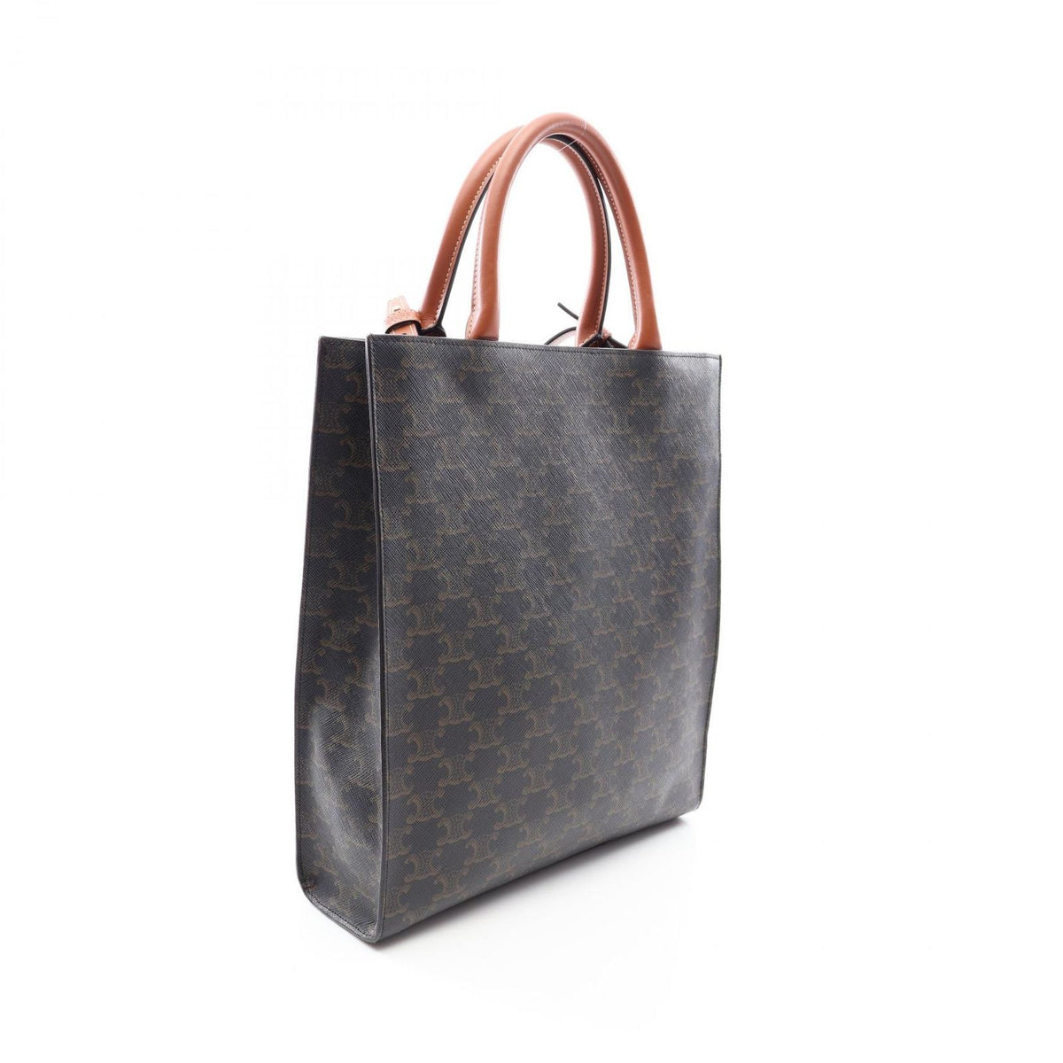 Celine Tote Bag Small Vertical Cover Triomphe 2-Way Black Brown Canvas Leather — view 2