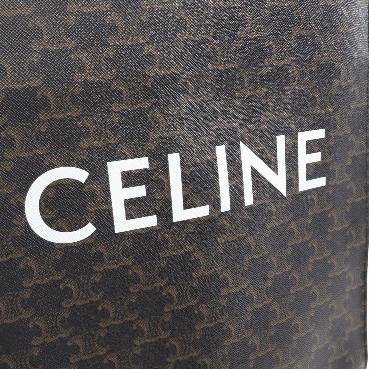 Celine Tote Bag Small Vertical Cover Triomphe 2-Way Black Brown Canvas Leather — view 4