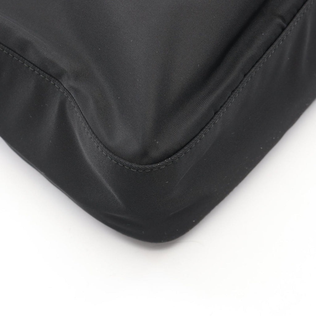 Prada Shoulder Bag Tessuto Bacheli Black Nylon Leather Triangle Logo Chain — view 5