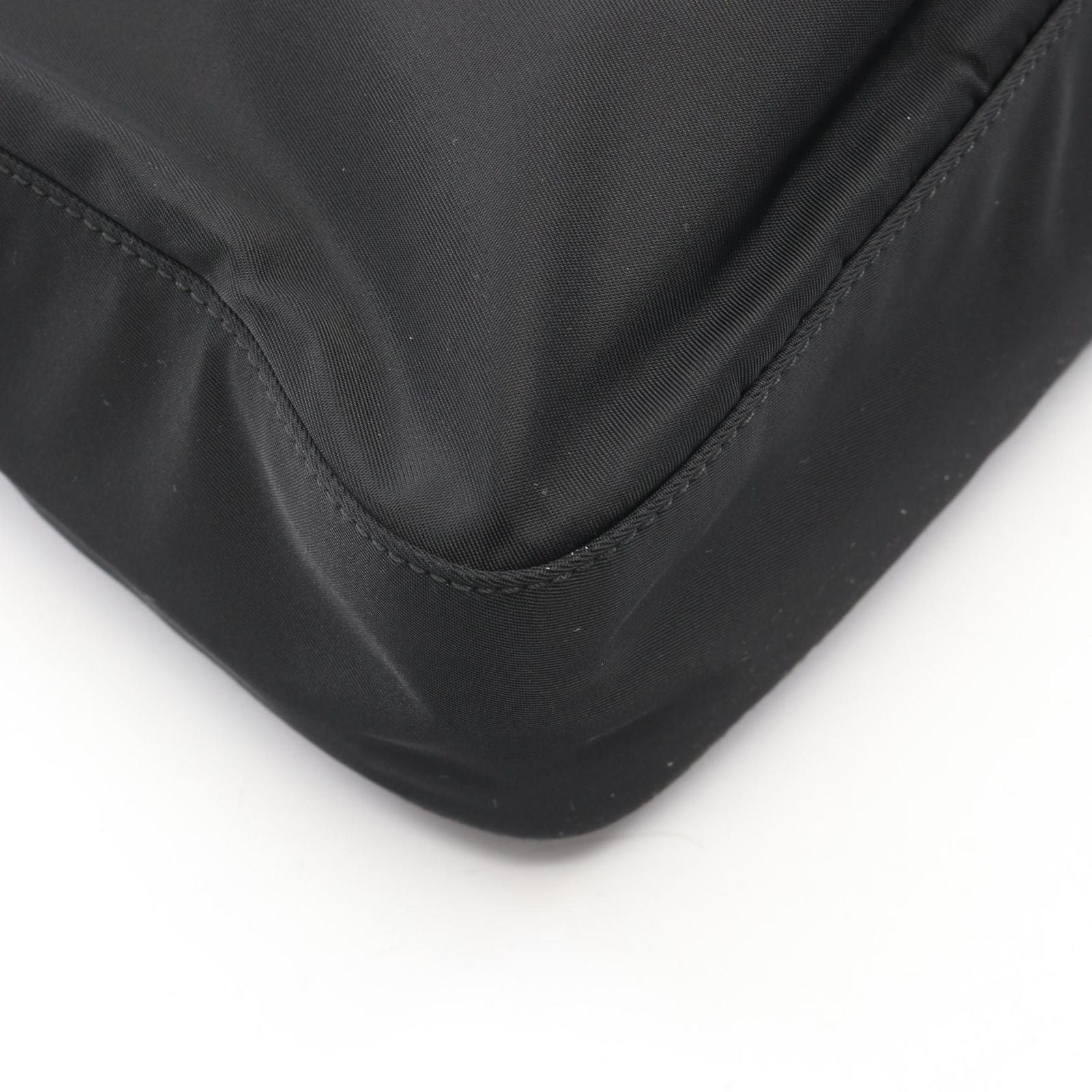 Prada Shoulder Bag Tessuto Bacheli Black Nylon Leather Triangle Logo Chain — view 5