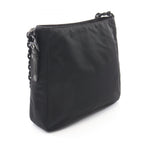 Prada Shoulder Bag Tessuto Bacheli Black Nylon Leather Triangle Logo Chain — view 2